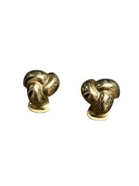 Vintage Christian Dior Gold Knot Clip-On Earrings Signed Chr Dior